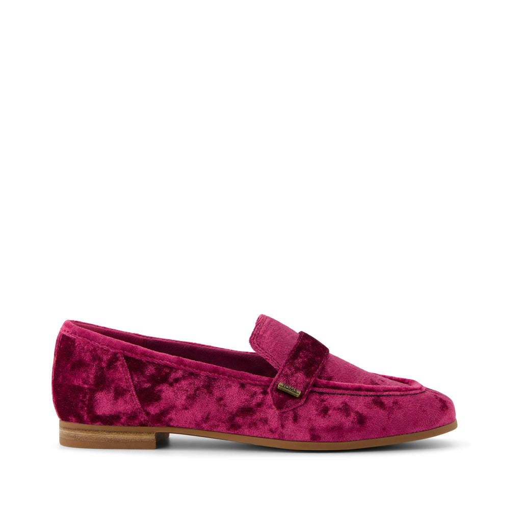 Lynette Loafer - Berry Burgundy Crushed Velvet Side View
