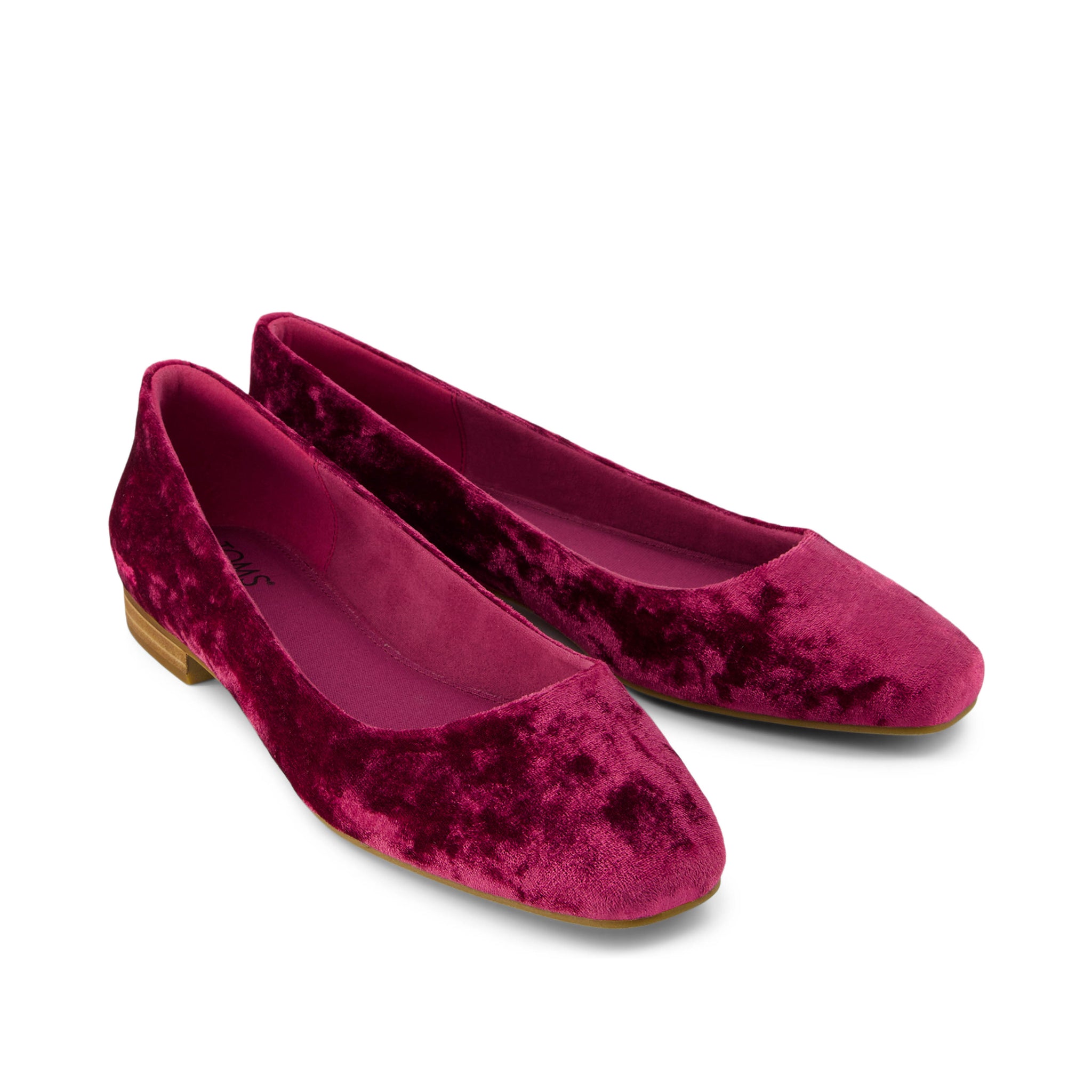 Briella Flat - Berry Burgundy Crushed Velvet Front View