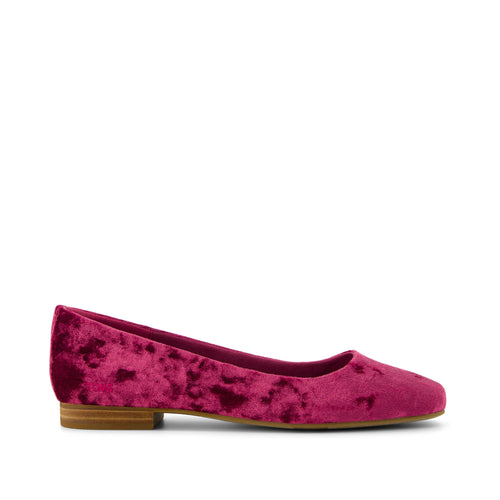 Briella Flat - Berry Burgundy Crushed Velvet Side View