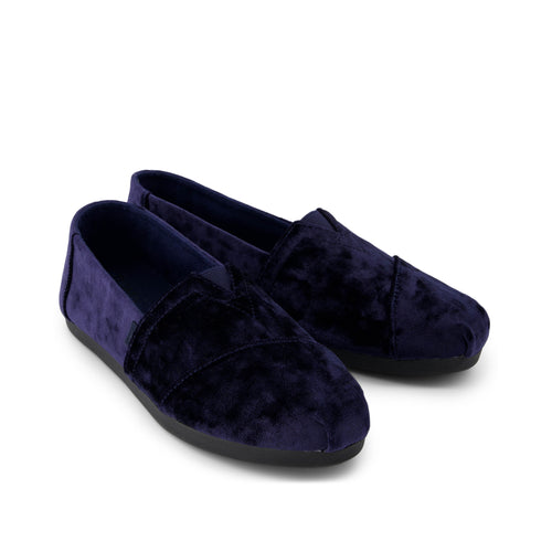 Alpargata Leatherwrap - Navy Crushed Velvet Front View