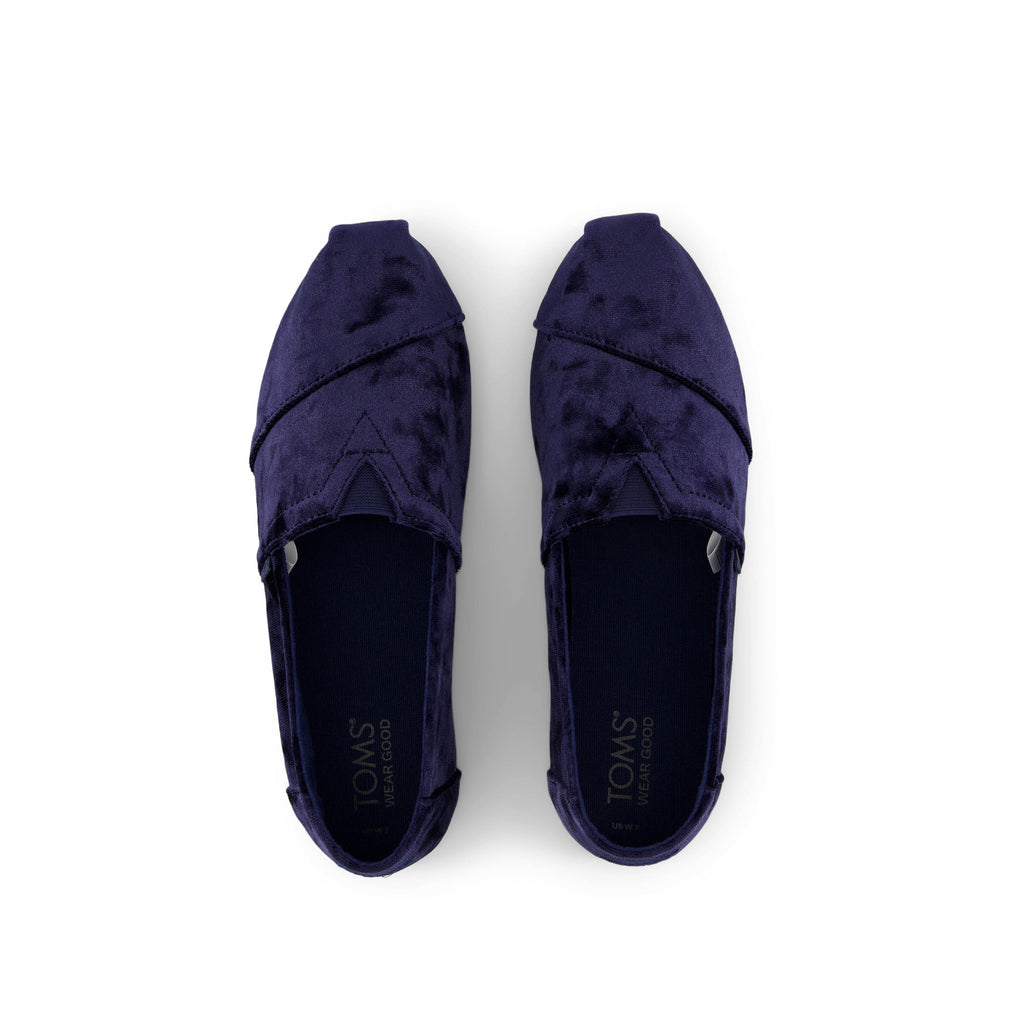 Alpargata Leatherwrap - Navy Crushed Velvet Top View