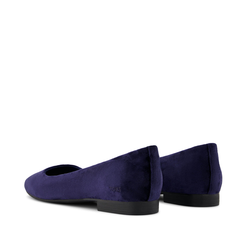 Briella Flat - Navy Crushed Velvet Back View