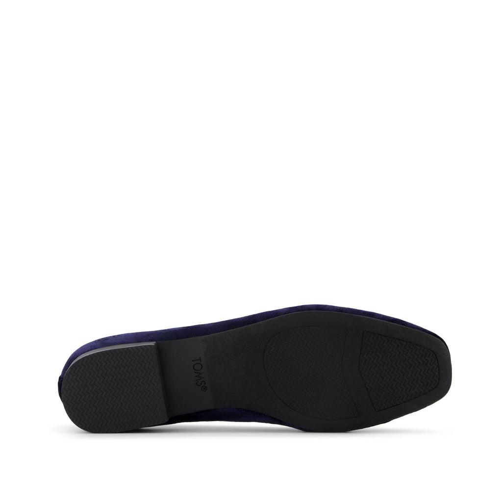 Briella Flat - Navy Crushed Velvet Bottom Sole View