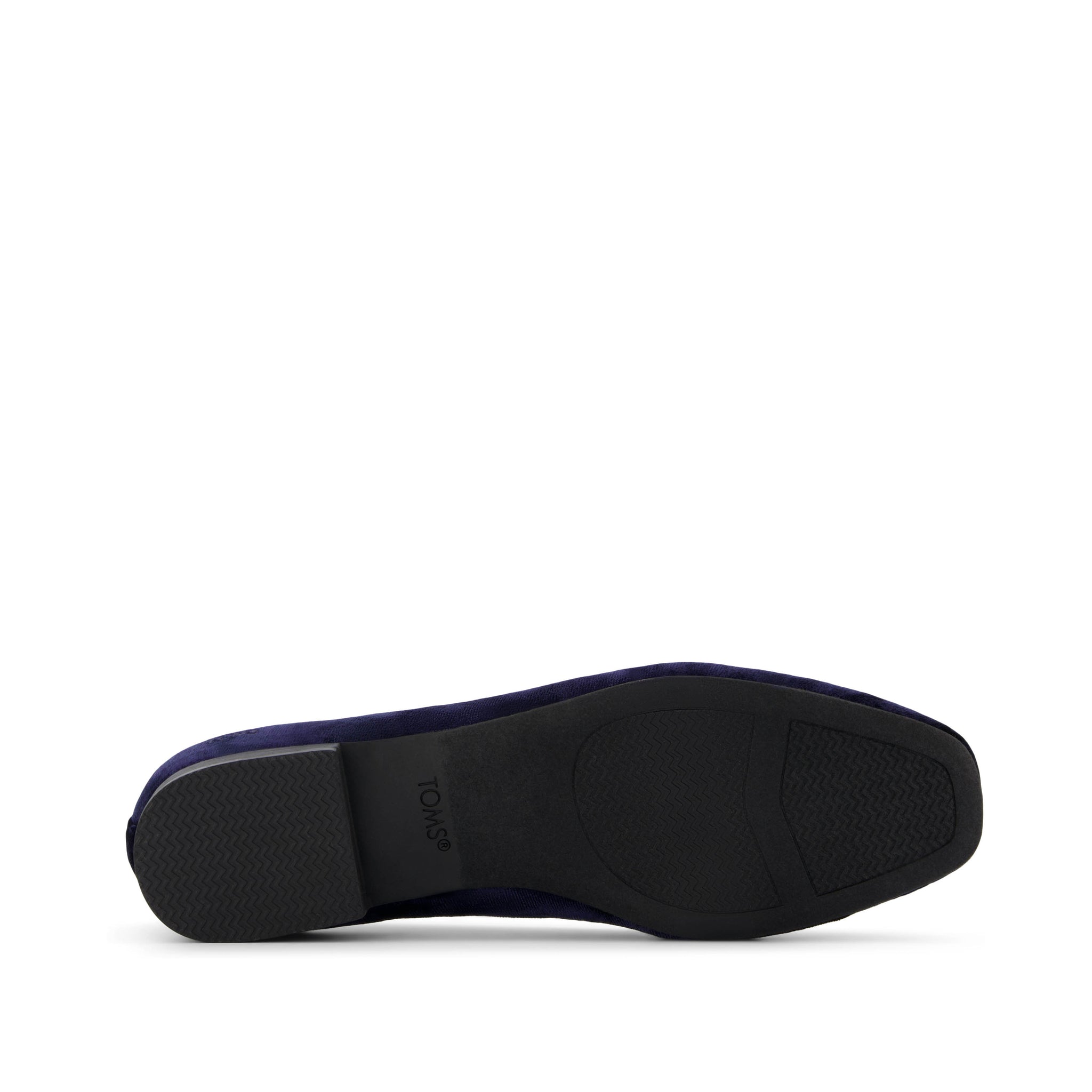 Briella Flat - Navy Crushed Velvet Bottom Sole View