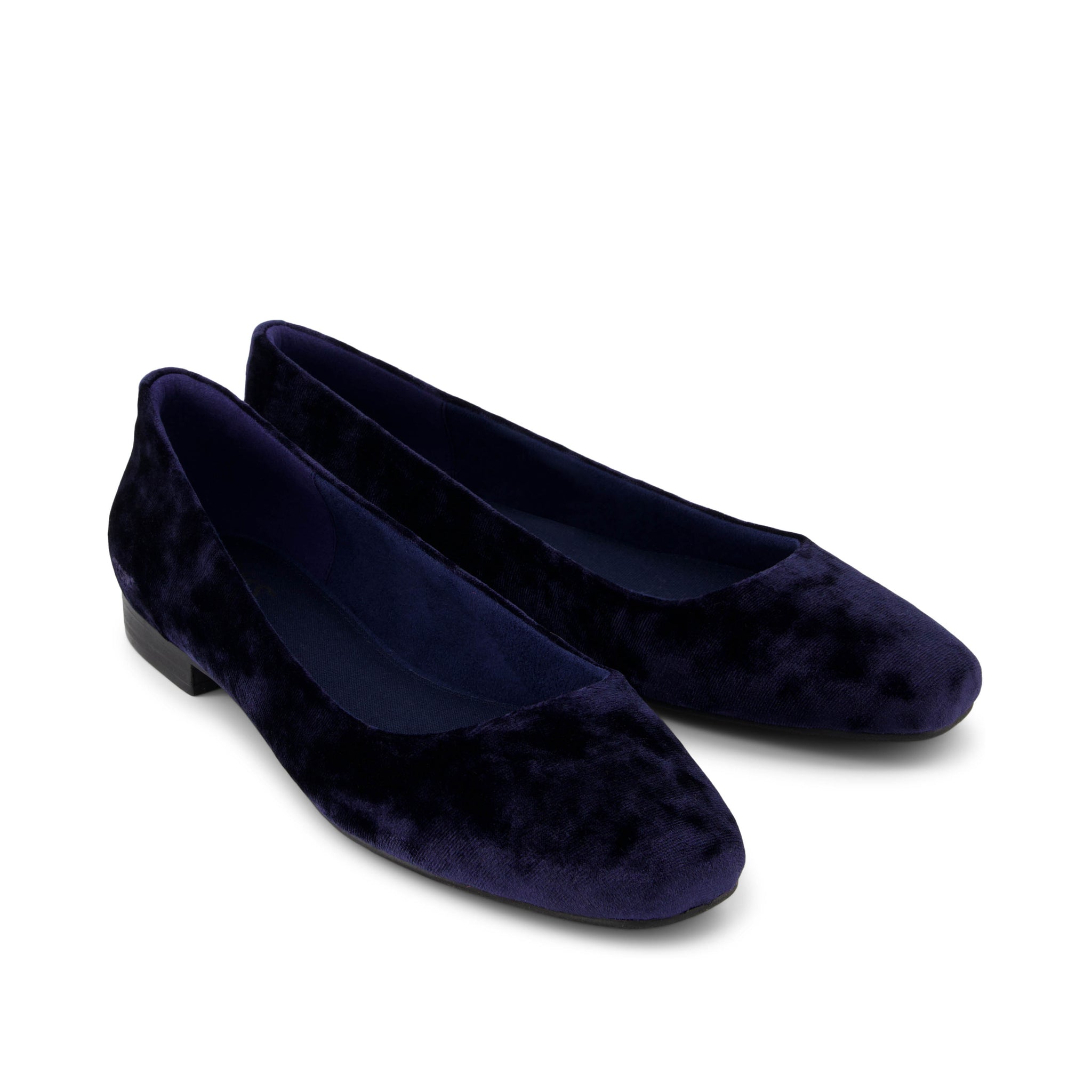 Briella Flat - Navy Crushed Velvet Front View
