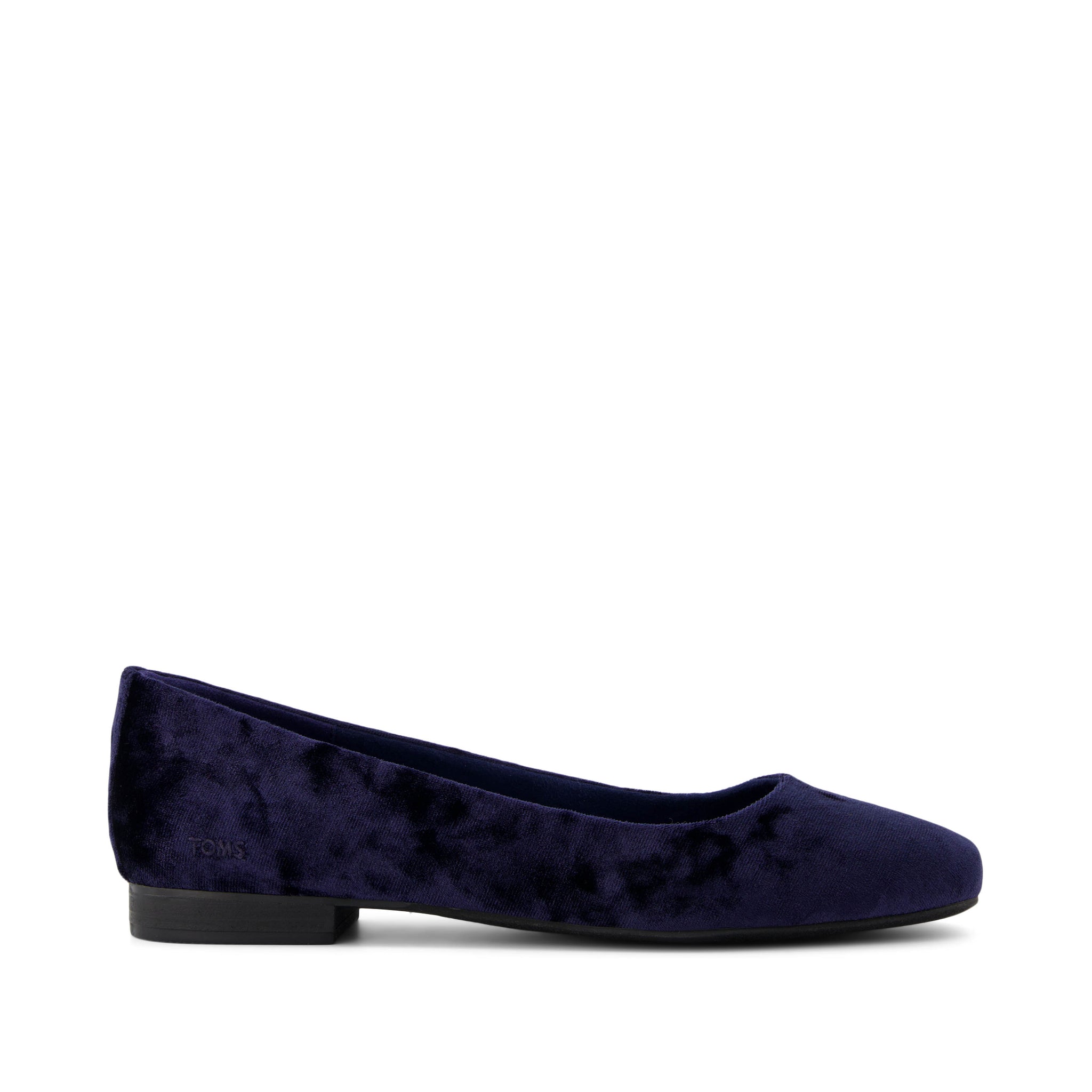 Briella Flat - Navy Crushed Velvet Side View
