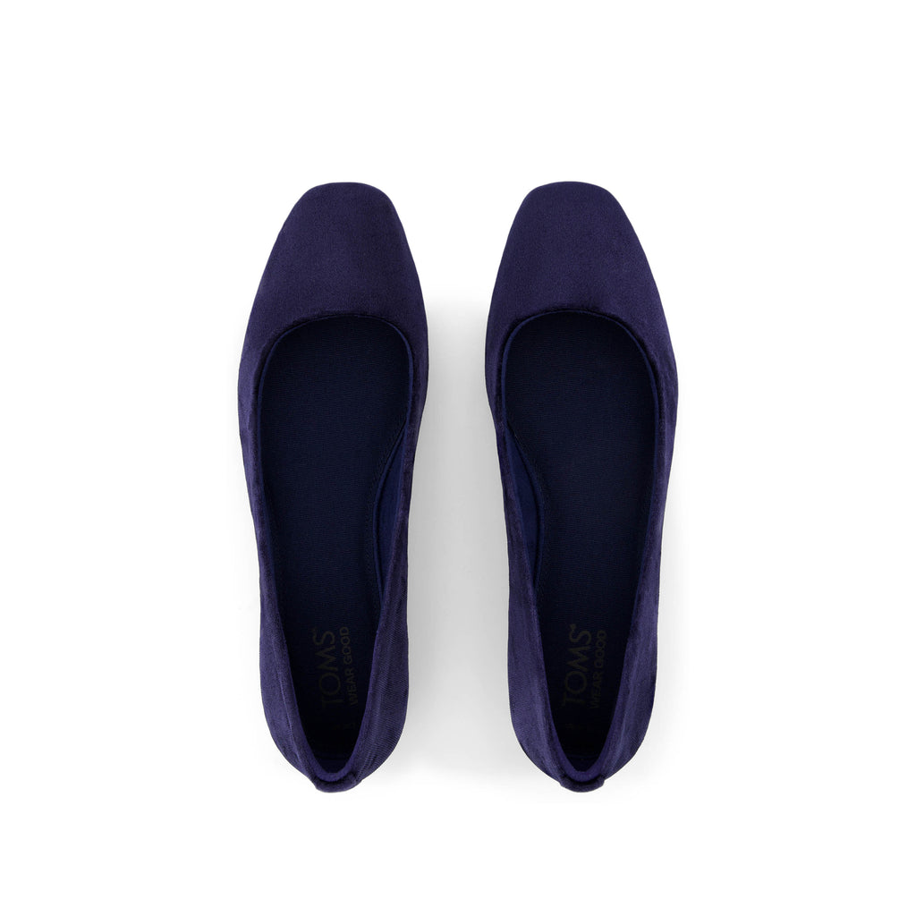 Briella Flat - Navy Crushed Velvet Top View