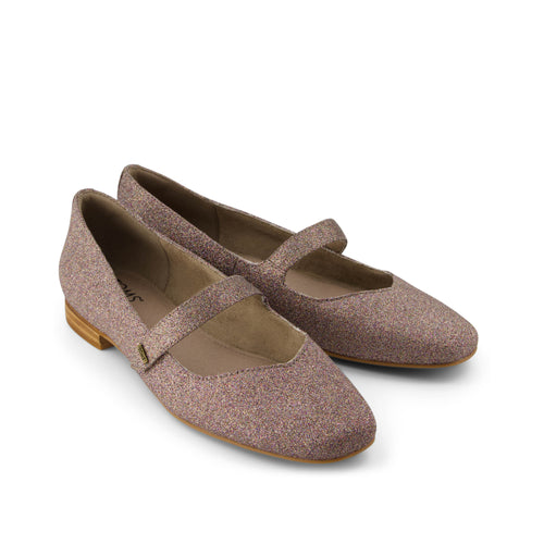 Bianca Flat - Champagne Rainbow Glitter Front View