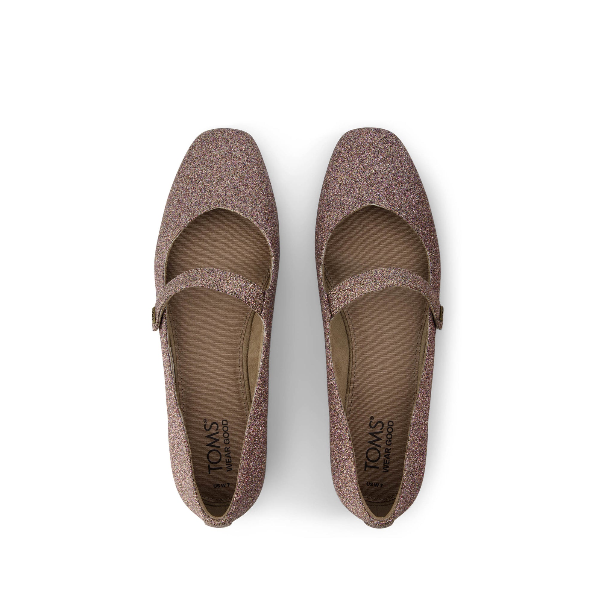 Bianca Flat - Champagne Rainbow Glitter Top View