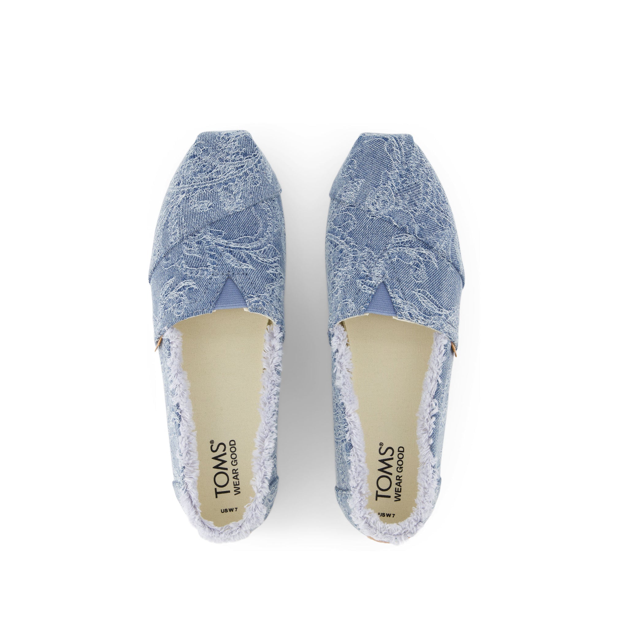 Alpargata Faded Sky Denim Floral Top View