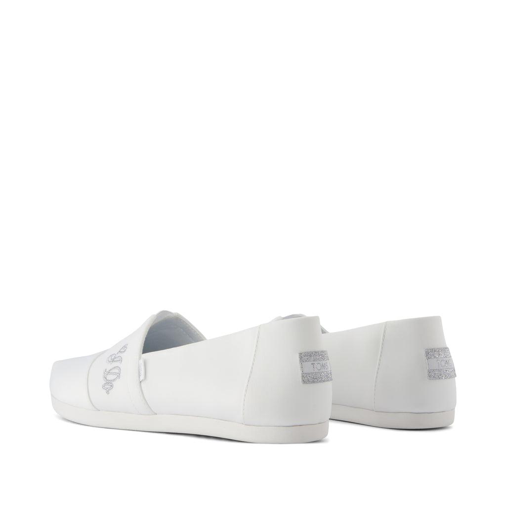 Alpargata Classic 3.0 - White Satin with I do Embroidery Back View