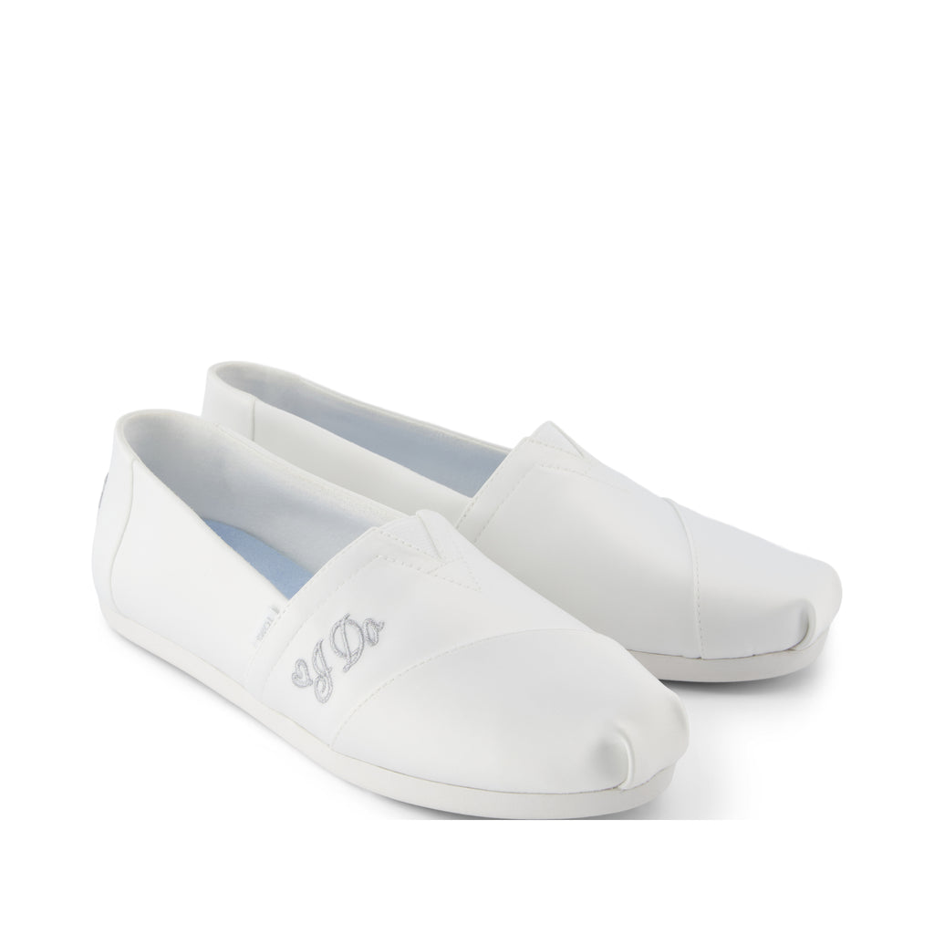 Alpargata Classic 3.0 - White Satin with I do Embroidery Front View