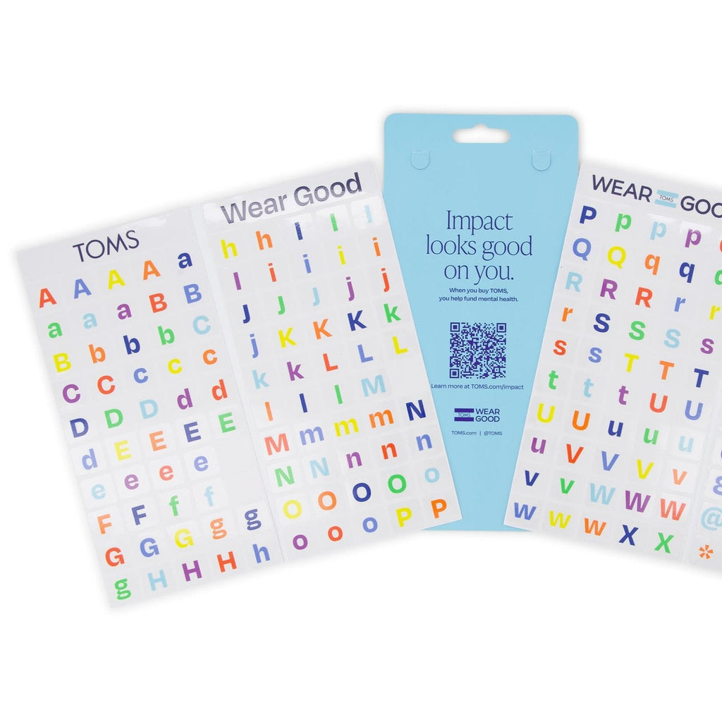 Shoe tattoo colorful letter stickers up close detail shot