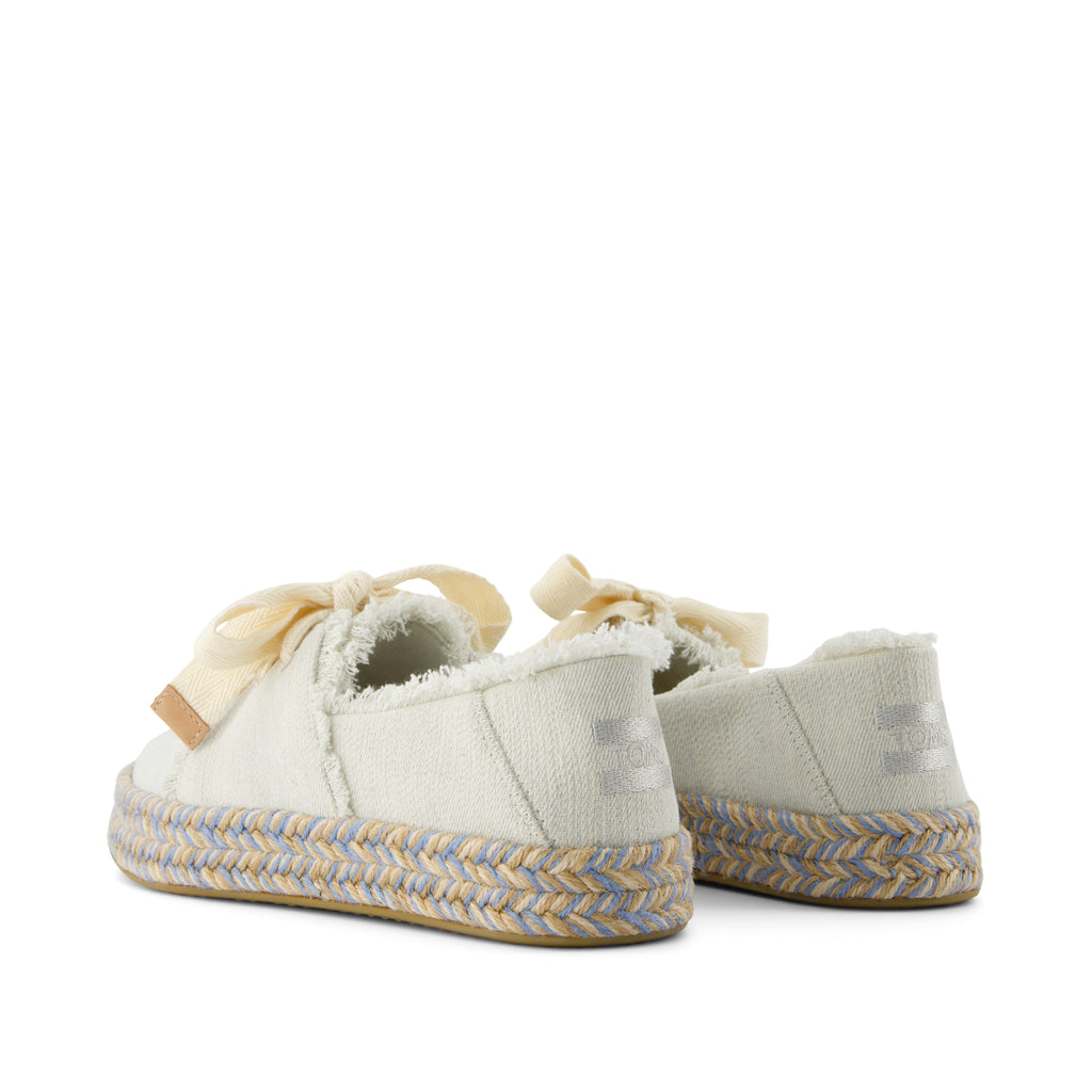 Carolina Lace-Up Espadrille - White Onyx Textured Denim Back View