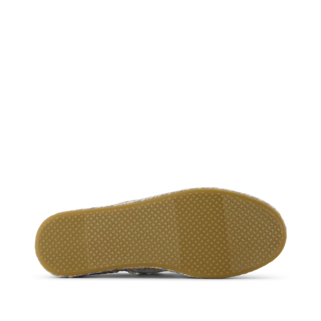 Carolina Lace-Up Espadrille - White Onyx Textured Denim Bottom Sole View