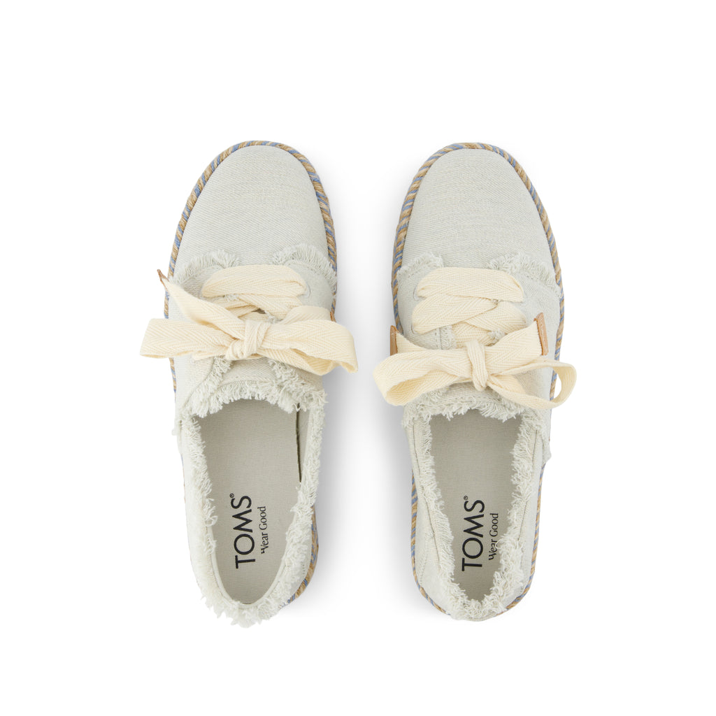 Carolina Lace-Up Espadrille - White Onyx Textured Denim Top View