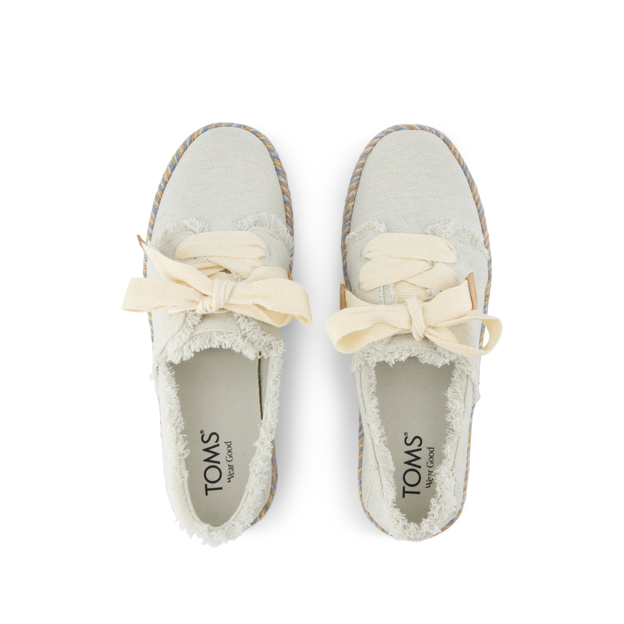 Carolina Lace-Up Espadrille - White Onyx Textured Denim Top View
