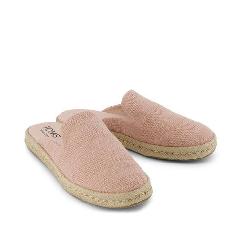 Santiago Mule Espadrille - Pale Rose Metallic Linen Stripe Front View