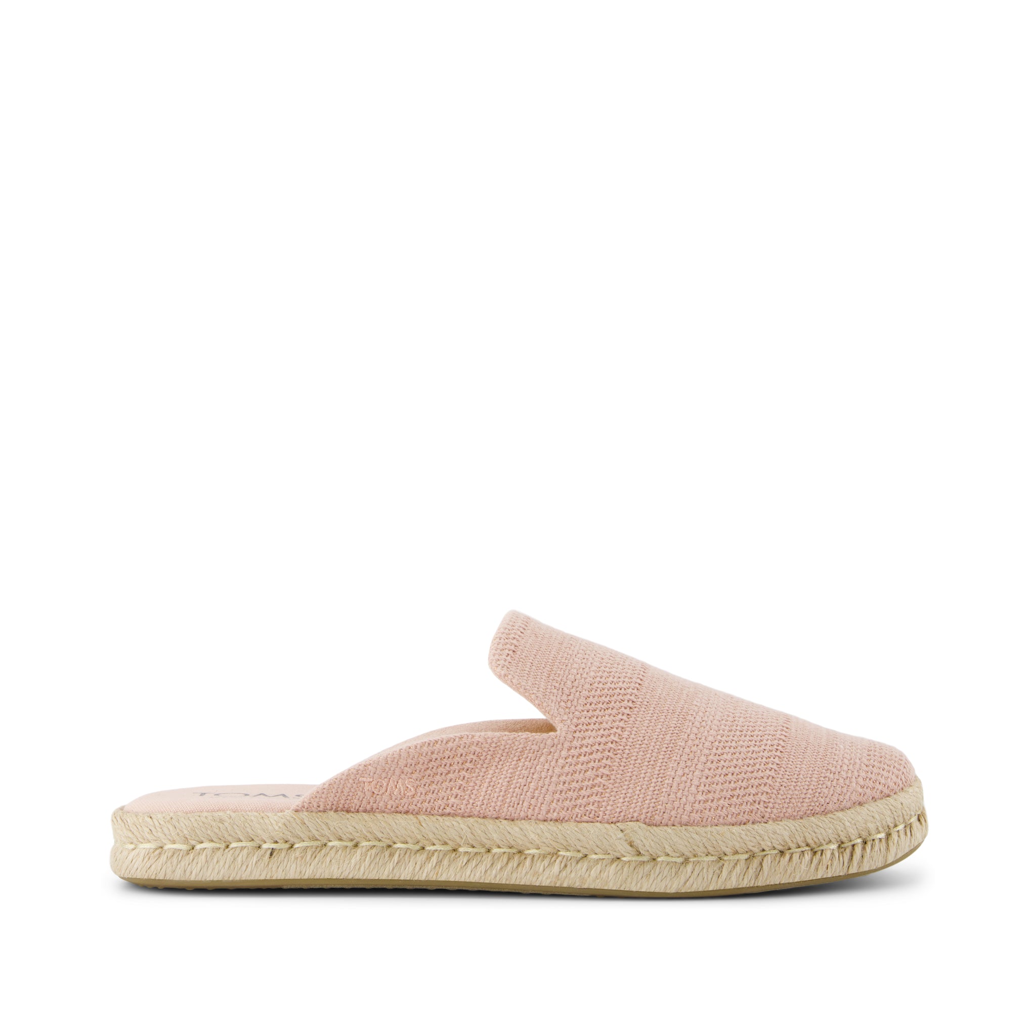 Santiago Mule Espadrille - Pale Rose Metallic Linen Stripe Side View