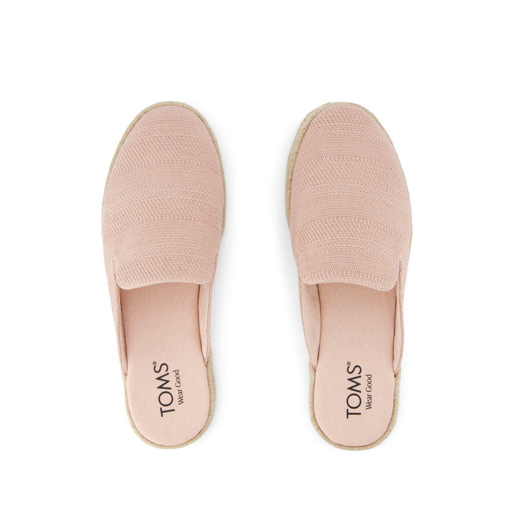 Santiago Mule Espadrille - Pale Rose Metallic Linen Stripe Top View