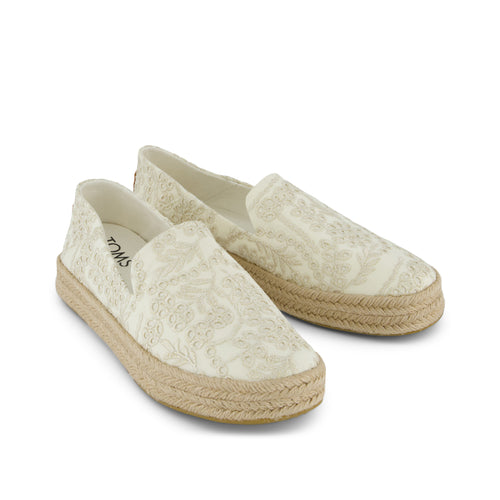 Carolina Espadrille - Egret Botanical Eyelet Front View