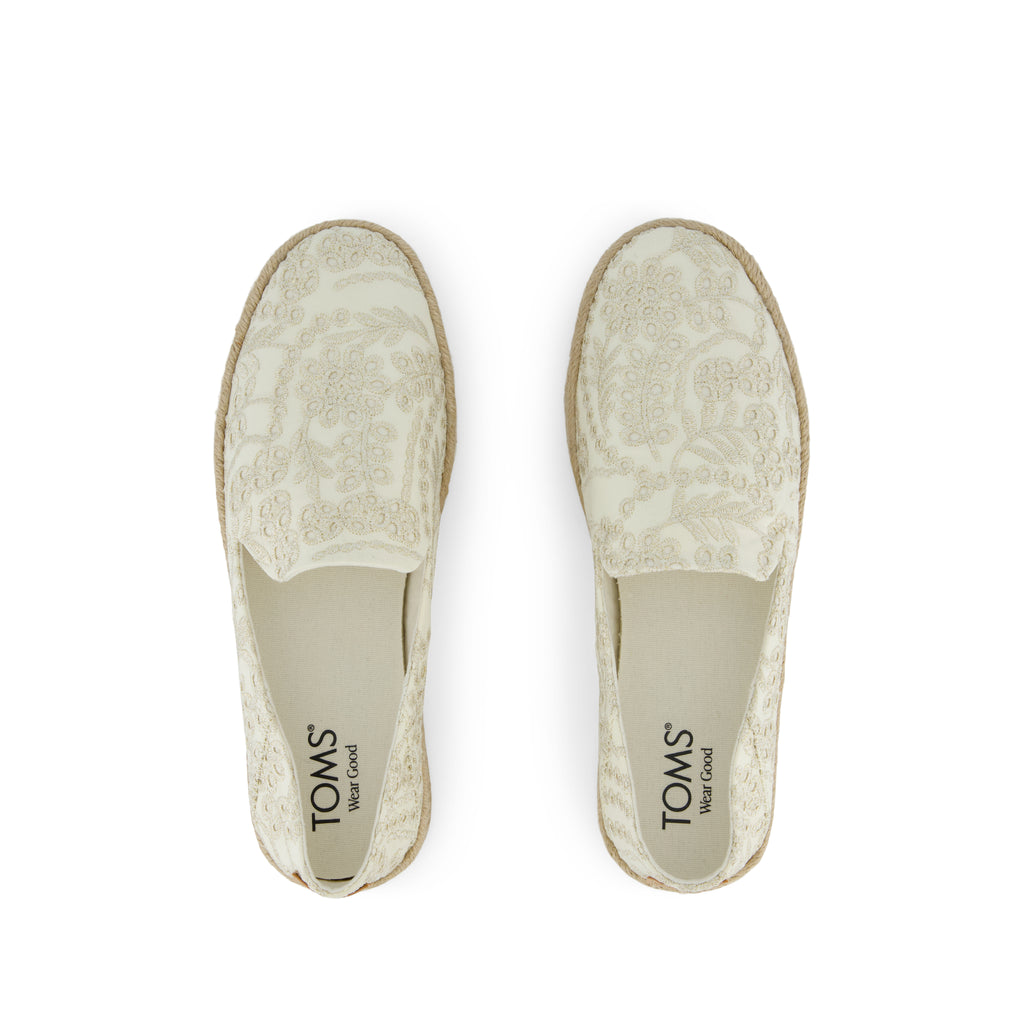 Carolina Espadrille - Egret Botanical Eyelet Top View