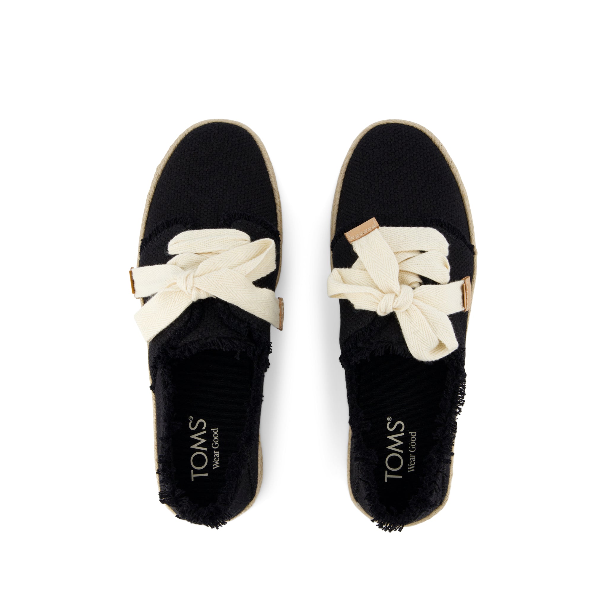 Carolina Lace-Up Espadrille - Black Beachside Woven Top View