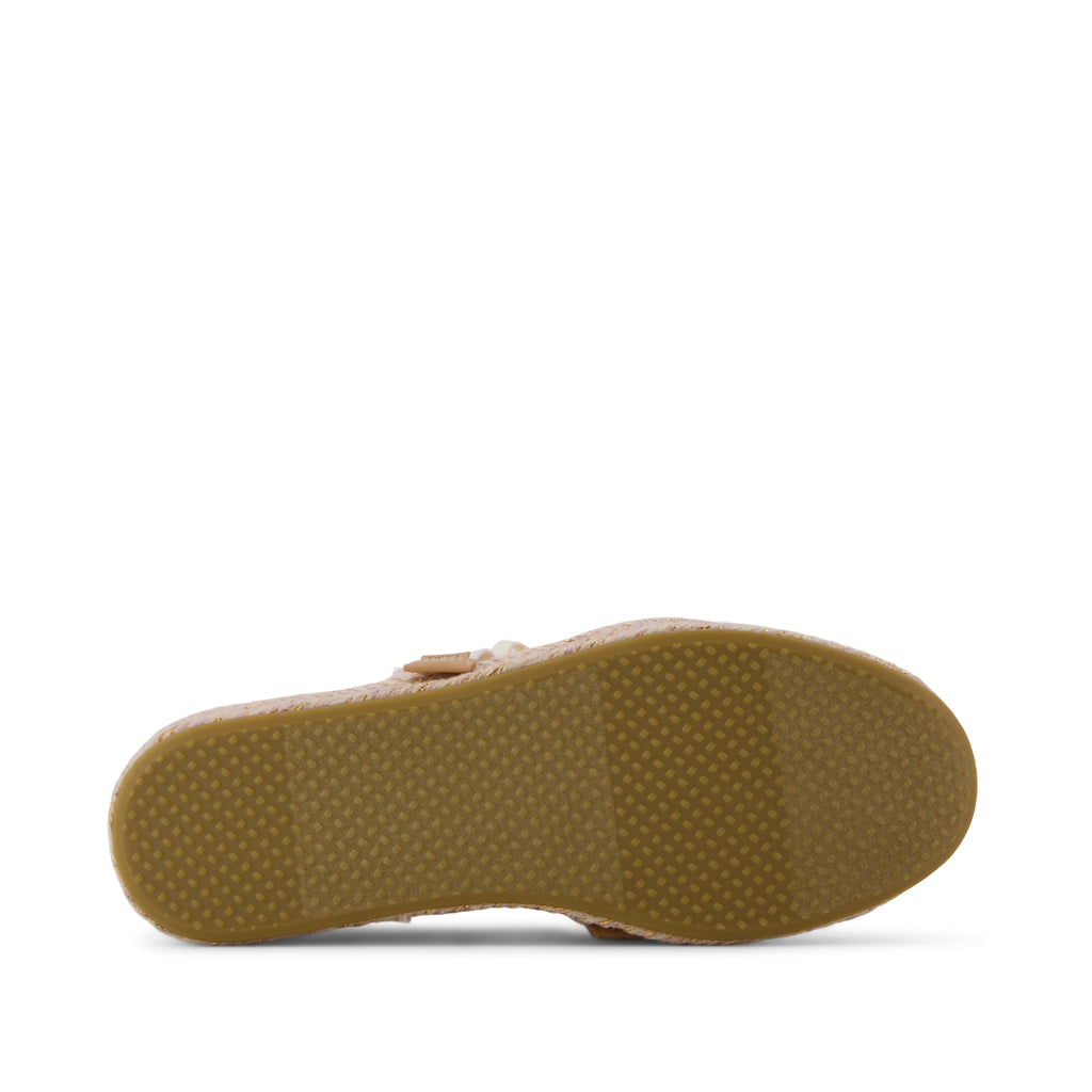 Carolina Lace-Up Espadrille - Pale Rose Beachside Woven Bottom Sole View