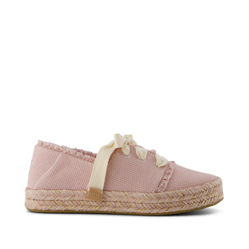 Carolina Lace-Up Espadrille - Pale Rose Beachside Woven Side View