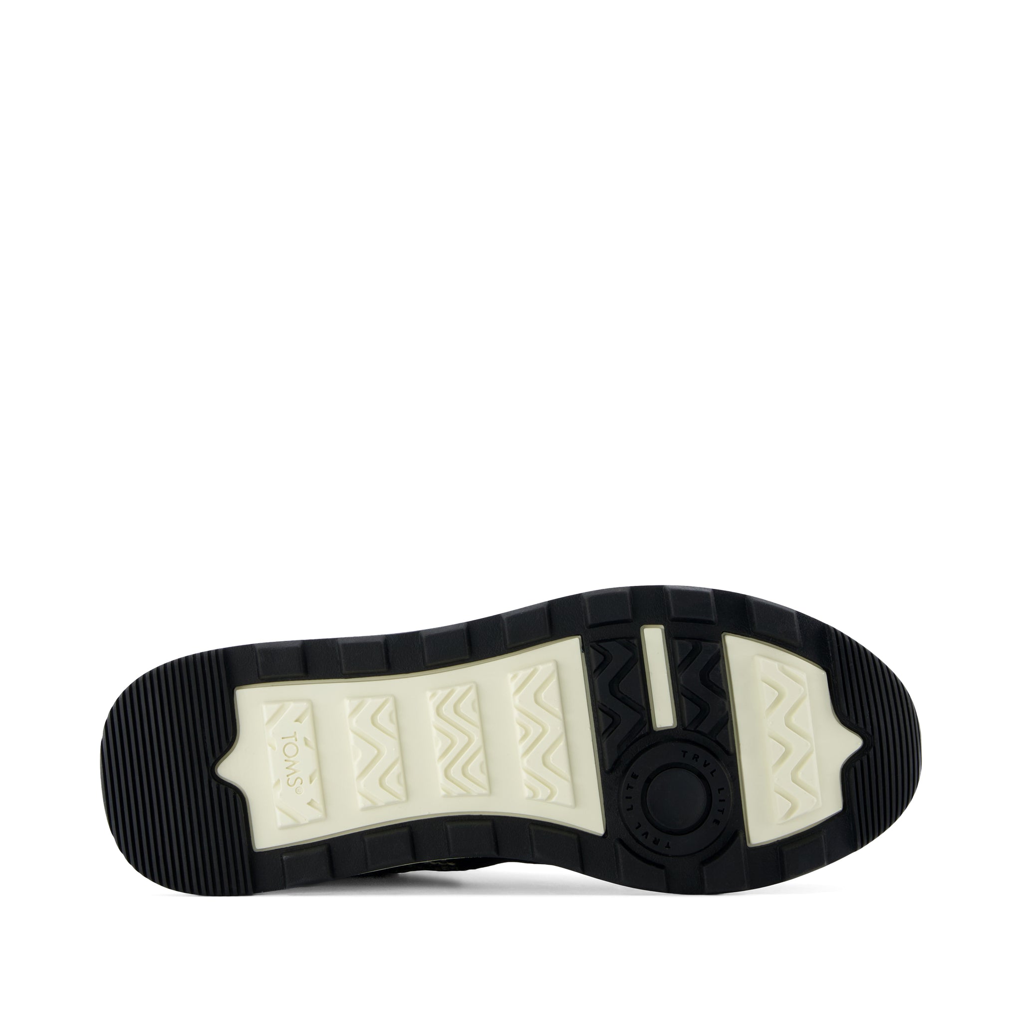 TRVL LITE Cabrillo Sneaker - Water Repellent Black Beachside Woven and Diamond Global Woven Bottom Sole View