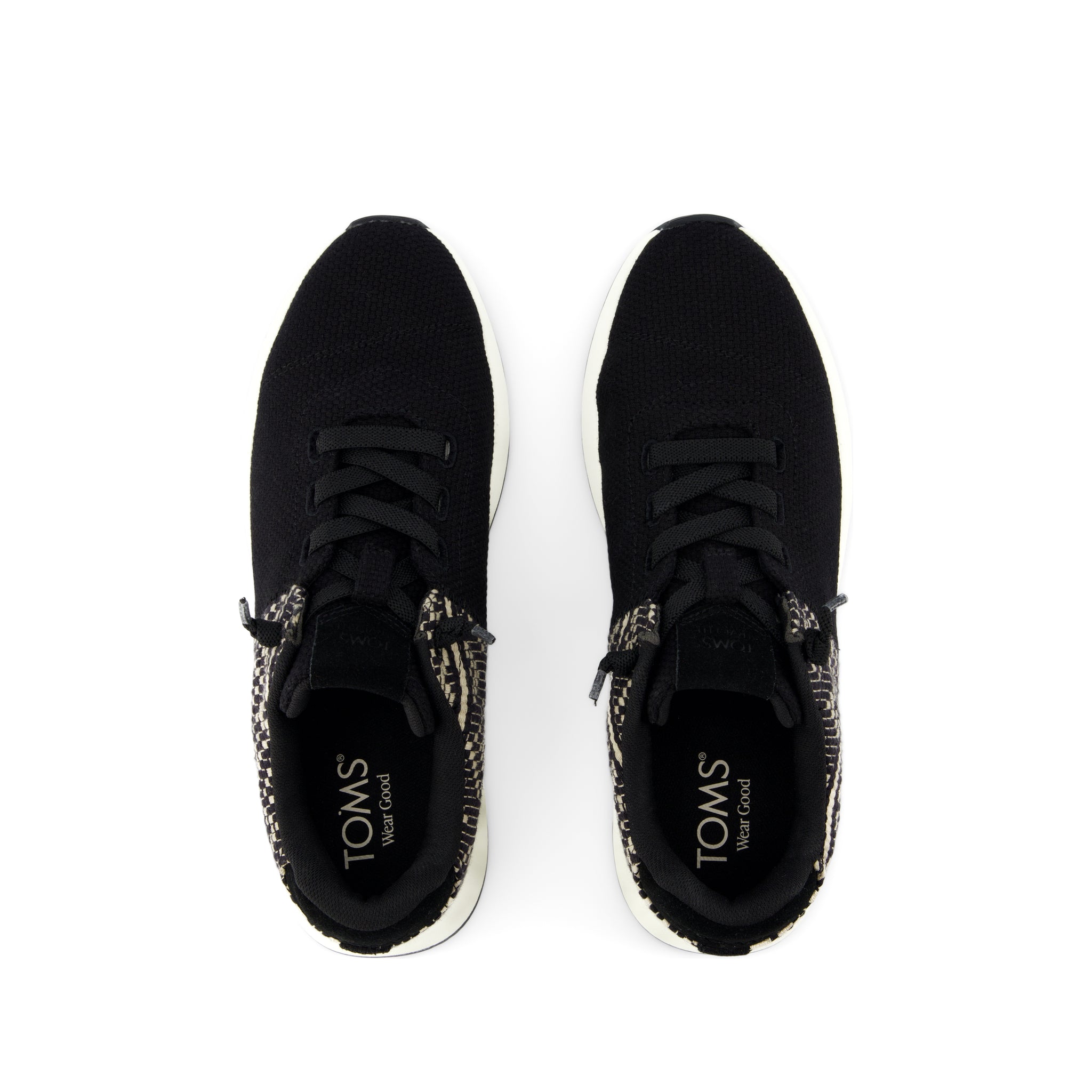TRVL LITE Cabrillo Sneaker - Water Repellent Black Beachside Woven and Diamond Global Woven Top View