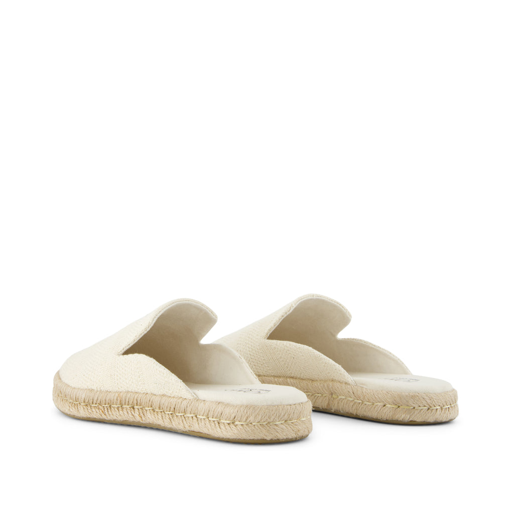 Santiago Mule Espadrille - Natural Undyed Metallic Linen Stripe Back View