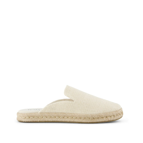 Santiago Mule Espadrille - Natural Undyed Metallic Linen Stripe Side View