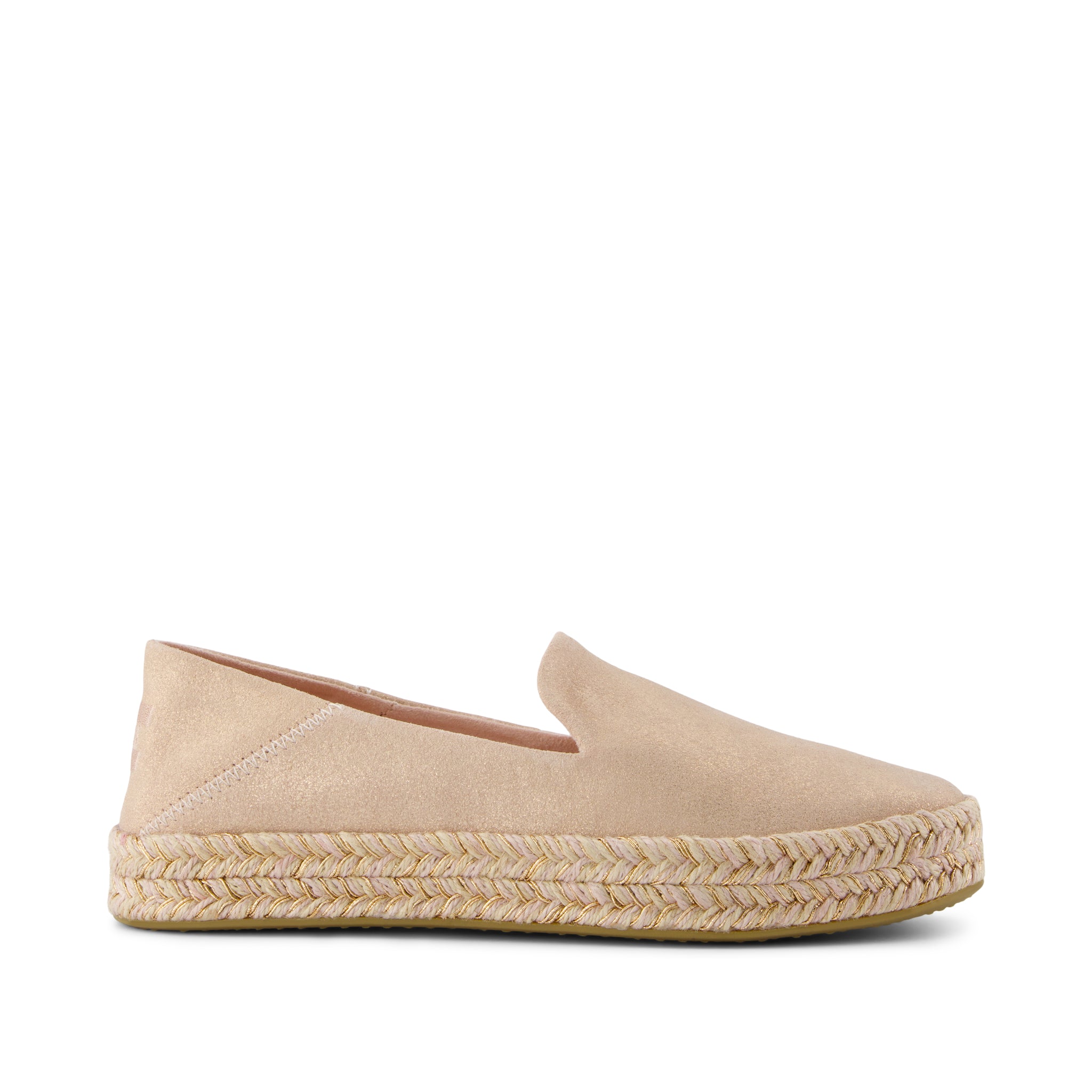 Carolina Espadrille - Pale Rose Metallic Suede Side View