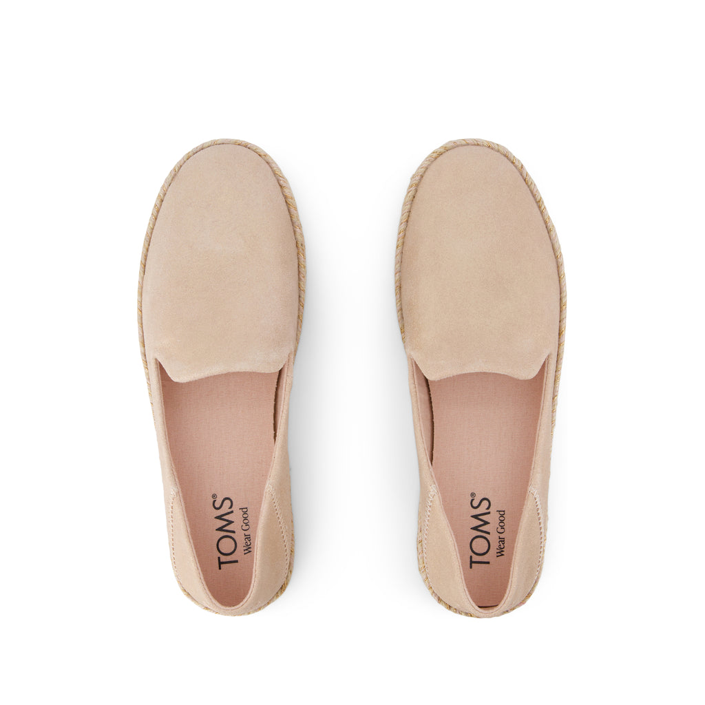 Carolina Espadrille - Pale Rose Metallic Suede Top View