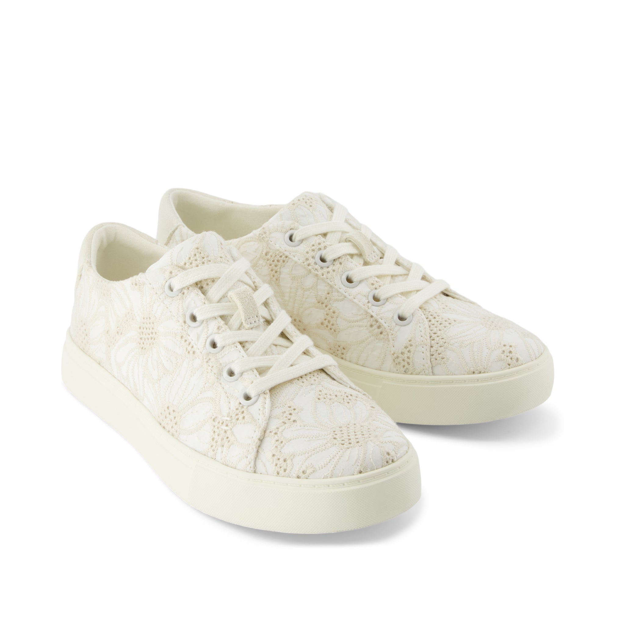 Kameron Lace-Up Sneaker - White Floral Eyelet Front View