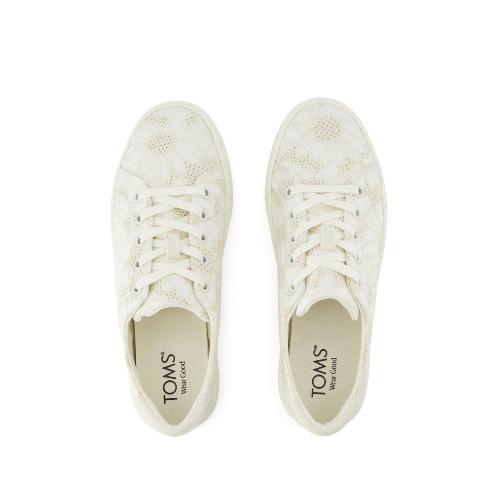 Kameron Lace-Up Sneaker - White Floral Eyelet Top View