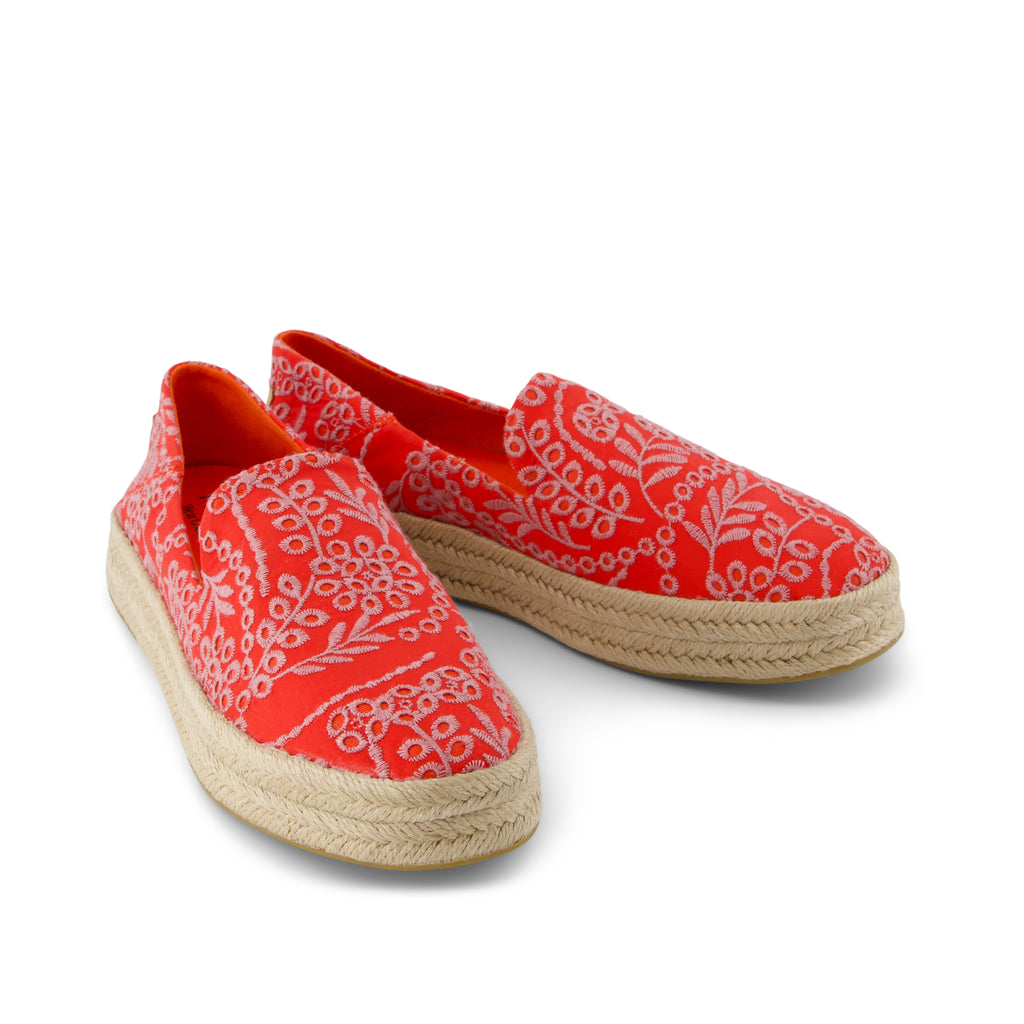 Carolina Espadrille - Flame Botanical Eyelet Front View