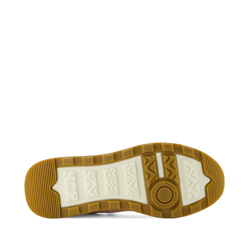 TRVL LITE Cabrillo Sneaker - Water Repellent Pale Rose Two Tone Slub and Metallic Suede Bottom Sole View