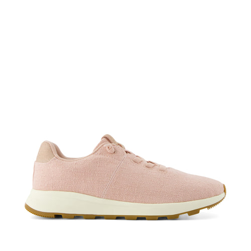 TRVL LITE Cabrillo Sneaker - Water Repellent Pale Rose Two Tone Slub and Metallic Suede Side View