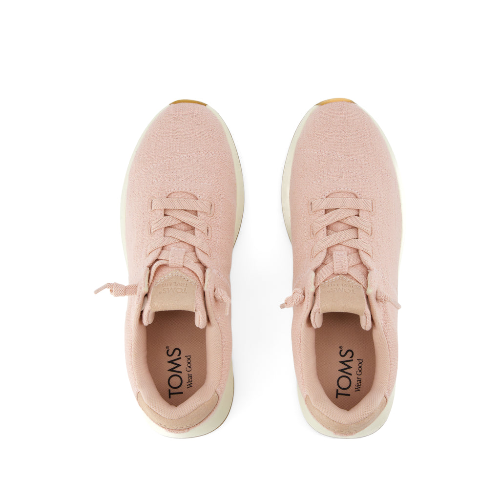 TRVL LITE Cabrillo Sneaker - Water Repellent Pale Rose Two Tone Slub and Metallic Suede Top View