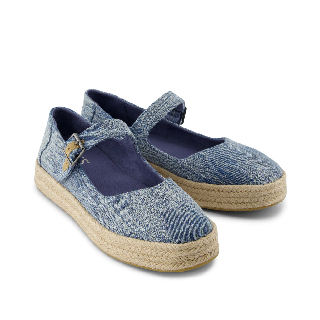 Carolina Mary Jane Espadrille - Dark Sky Textured Denim Front View