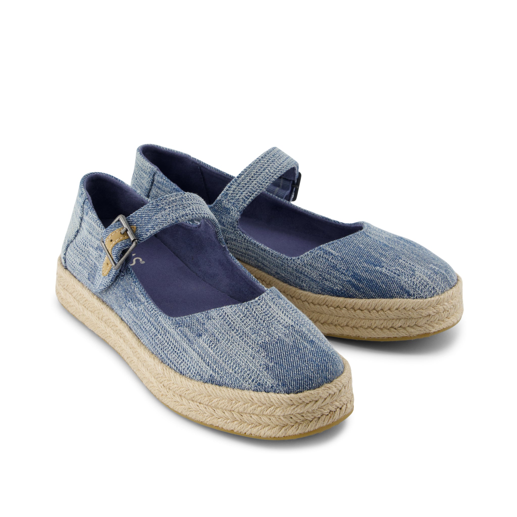 Carolina Mary Jane Espadrille - Dark Sky Textured Denim Front View