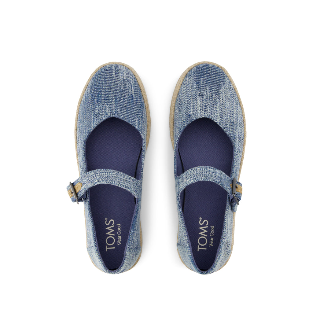 Carolina Mary Jane Espadrille - Dark Sky Textured Denim Top View