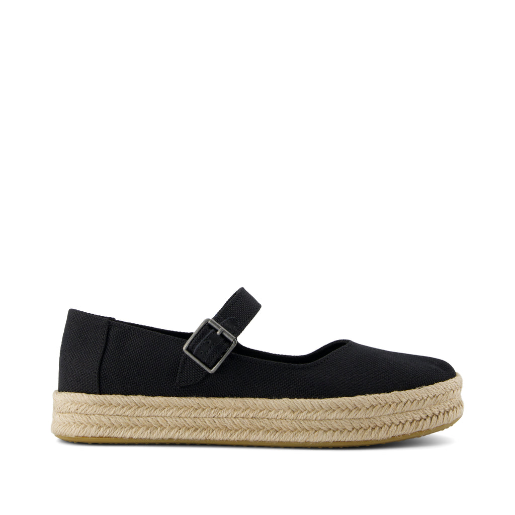 Carolina Mary Jane Espadrille - Black Heavy Canvas Side View