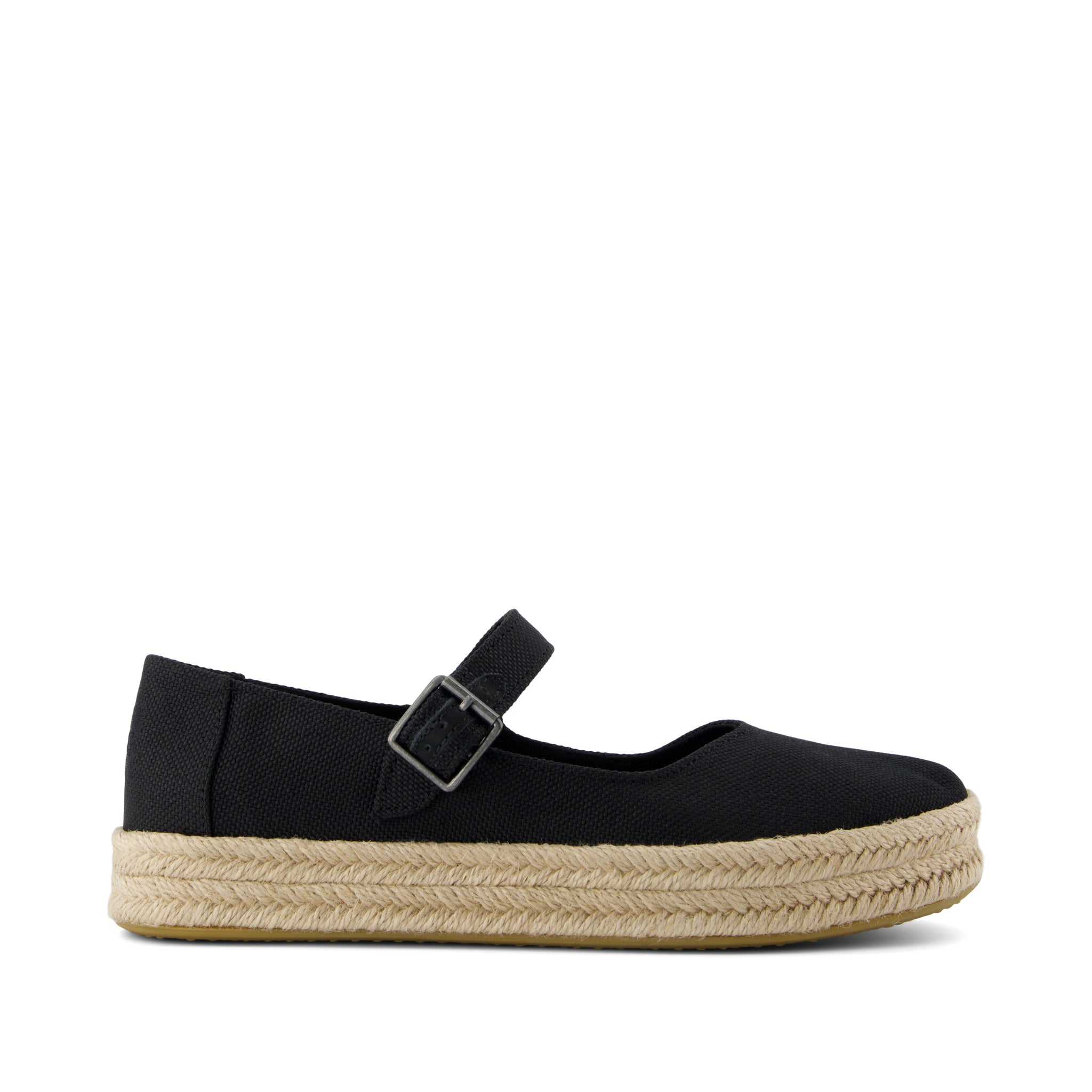 Carolina Mary Jane Espadrille - Black Heavy Canvas Side View