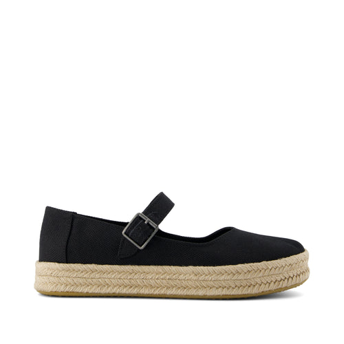Carolina Mary Jane Espadrille - Black Heavy Canvas Side View