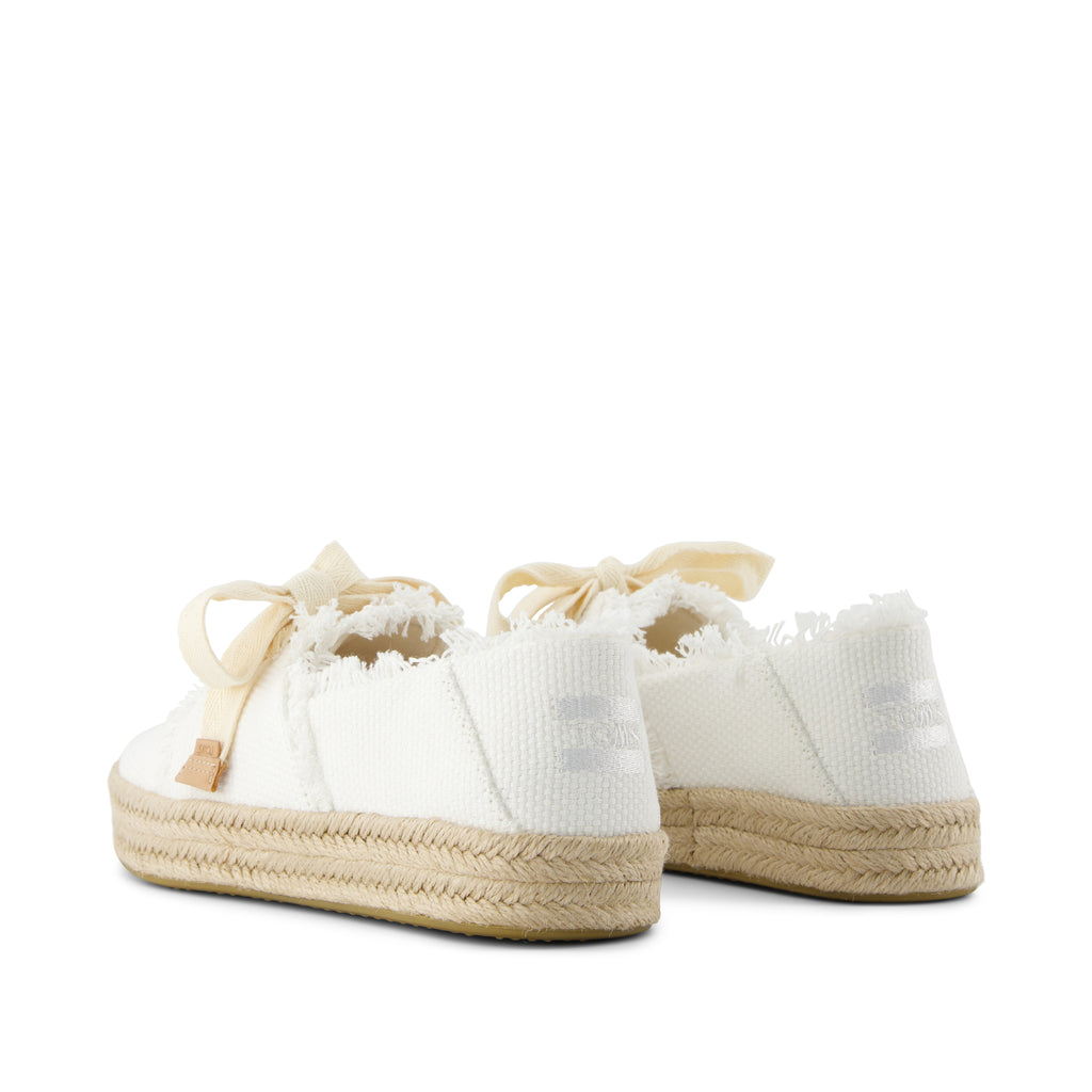 Carolina Lace-Up Espadrille - White Beachside Woven Back View