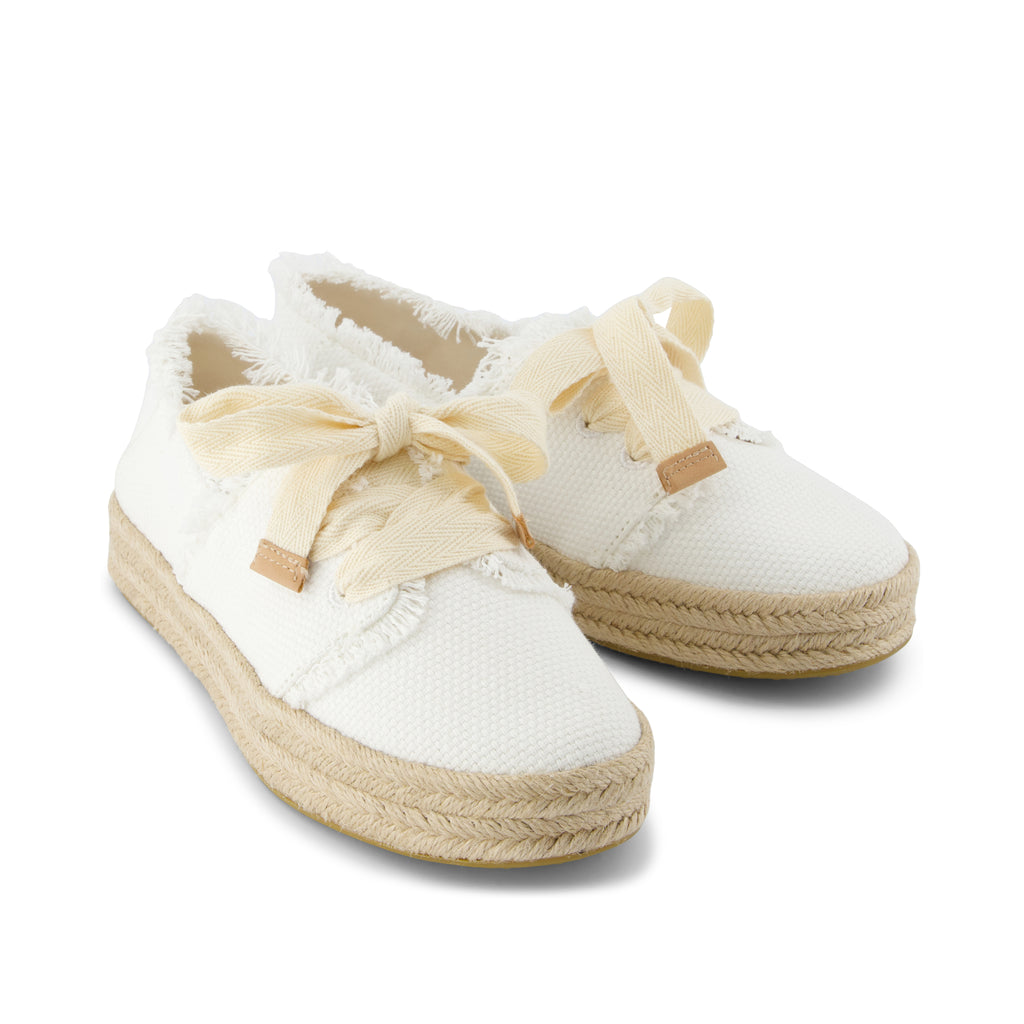 Carolina Lace-Up Espadrille - White Beachside Woven Front View