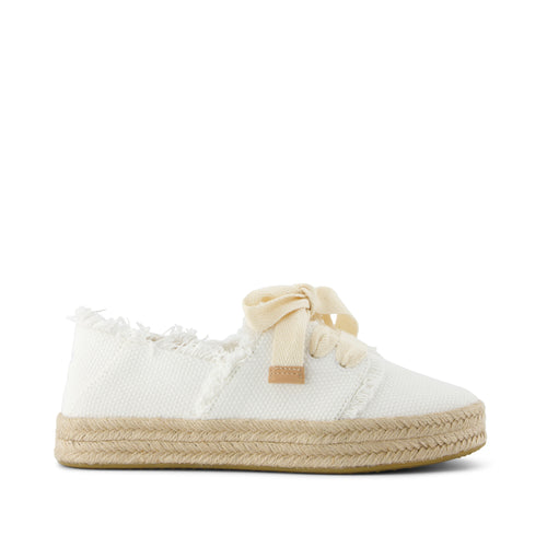 Carolina Lace-Up Espadrille - White Beachside Woven Side View
